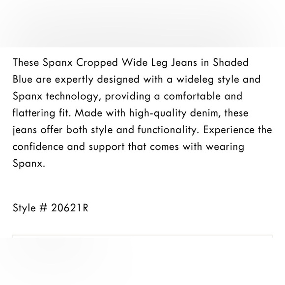 SPANX Cropped Ankle Length Wide Leg Jeans in Shaded Blue, Size Large - Picture 11 of 12